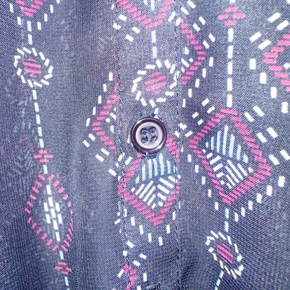 Maurice's Sheer Black Geometric Print Tunic Top With Elastic Waist & 3/4 Sleeves - Picture 6 of 11